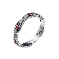 Toyella Europski i američki stilski perjanski dijamantski i ženski titanijski čelični prsten crni 8