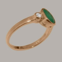 Britanci napravio 14K Rose Gold originalni prirodni smaragdni i dijamantni prsten izjave o ženu - veličine