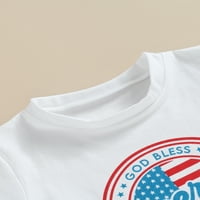 Qinghua 4. jula Baby Boy Outfit Short rukava s majicom za ispis na vrhu američke zastave za hlače Ljetna