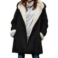 Ženska zimska plus veličina labava jakna casual plišani toplinski detalj s kapuljačom kapuljača s smećem