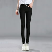 IOPQO ženske hlače Ženske traperice Žene High Rite Fashion Jean Classic Solid Boja gležnjače Jeans Ležerne