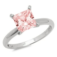 3CT princeze rez ružičasti simulirani dijamant 14k bijelo zlato Angažova za angažman prsten veličine
