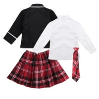 Aislor Boys Girls Britanska školska uniforma s dugim rukavima Širok kaput sa košuljom Veine mini suknja