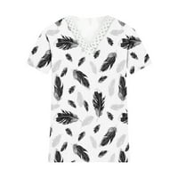 Ljetni proljetni vrhovi za žene Trendy Flower Print T majice Slatki kratki rukav Dressy Casual V izrez