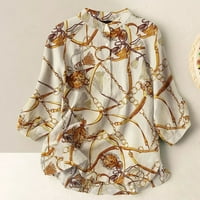 USMIXI ženske majice rukave Crewneck Color Patchwork Ljeto vrhovi modni gumb dolje plus veličina comfy