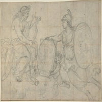 Minerva predstavlja dva portreta za Print Apollo Poster Eusteche Le Sueur