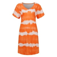 Gotyou haljine Ženski pulover V-izrez modne krakovne kratke rukave Duljina koljena haljina narančasta
