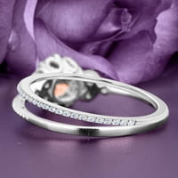 Prekrasno 1. Carat Round Cut morgatit i dijamantski prsten za cvjetni angažman, antikni vjenčani prsten, jedan odgovarajući pojas u srebru s 18k bijelim zlatnim pregradom, poklon za nju
