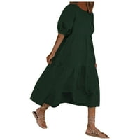 Ljetne haljine za žene plus veličine kratkih rukava od pune boje V-izrez Maxi Loose Fit Y2K moda Elegantni