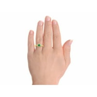 * Rylos Classic Gemstone Green Emerald & Diamond Ring - May Rođač *