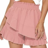 Vedolay ženska ljetna casual elastična visoka struka Solidna boja elegantna mini suknja, ružičasta m