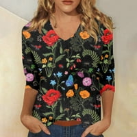 Fragarn ženske majice za rušenje Craga V V vrat Boja blok Dressy Tops Trendy šuplje cvjetne bluze T