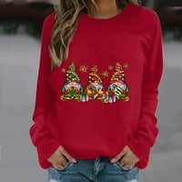 Ružna božićna dukserica ženski džemperi slatki gnomi Ispiši smiješne majice s dugim rukavima Crewneck