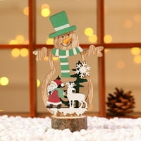 Božićni odmor Stol Drveni ukras drveni božićni ukras ukras zeleni šešir snjegović c