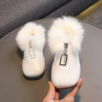 Modne cipele za jesen i zimske djece za djevojčice ravne dno bez klizanja čvrste boje plišane veličine Toddler čizme