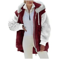 Ženski kaputi Zimska moda Žene Topla Fau kaput Jakna Zimski patentni zatvarač dugih rukava Odjeća za božićne rolne vino