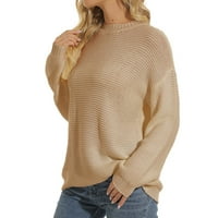 Dukseri za žene za žene Ženski džemper Pulover Zimske posade izrez dugih rukava izvlačenja pletene pulover