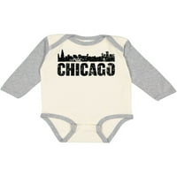 Inktastic Chicago Skyline Grunge Poklon Dječak za bebe ili djecu s dugim rukavima