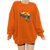 Amidoa Womens Prevelika majica pulover Halloween bundeve grafičke dukseve FALL modne posade vrat dugih