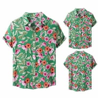 Muškarci Hawaii Štiska majica Muška moda Casual Top Velike veličine Lapel dugme Modna bluza Kratki rukav cvijet od tiskane majice