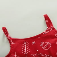 Binweede Toddler Djevojka Božićni kombinezon, špageti bez rukava crtani print rub BELL-dno