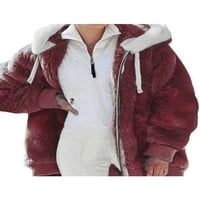 Ženska zimska plišana jakna zatvarala dugi rukav kaputicu s kapuljačom dugih rukava