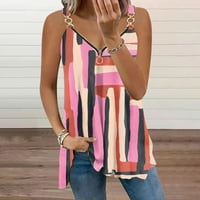 Cleance u iznosu od $ Charella ženska modna udobna casual v-izrez kratki rukav za print TOP bluza Pink, L