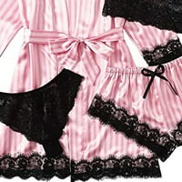 Tawop Silk Nightgown za žene plus veličine seksi donje rublje žene svilena ogrtač satenski ogrtač za spavanje pidžama ružičasta 6