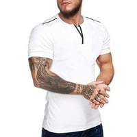 Ljetna muška majica Henley izreza s kratkim rukavima labava casual bluza majica majica bijela m