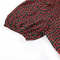 Ženska ležerna cvjetna sitnica od pufne rukave V-izrez Srednja haljina Maxi haljina dugih rukava dugački za žene