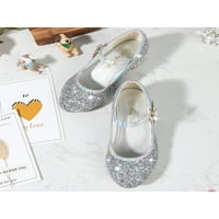 Ymiytan Girls Prozračna Mary Jane Party Comfort Comfort Sequin Flats Compun Cull Fooe Shoe Silver 12c