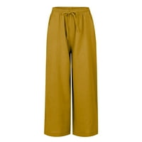 Ženske ljetne ležerne pantalone na širokim strukom, labave hlače sa džepom