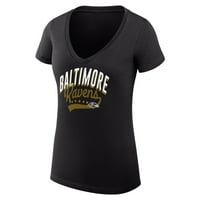 Ženska G-III 4her by Carl banke Black Baltimore Ravens Filigranski logo lagana V-izrez ugrađena majica