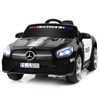 Troškovi 12V Dječja vožnja na policijskom automobilu licencirani Mercedes-Benz SL W Daljinski upravljač i glazba crna