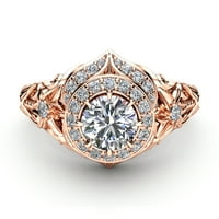 HALO Vintage inspirirani prsten za angažman dijamantskog ruža