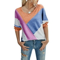 Ženska casual okruglica s dugim rukavima koja odgovara labavoj printu bluza vrhova Udobne majice za