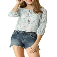 Allegra K ženska ljetna cvjetna bluza s okruglim rukavima