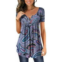 Azrijski ženski ljetni vrhovi, majice plus size, ženska modna tiskana Ležerna s kratkim rukavima s kratkim