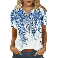 Yyeselk Trendy Womens Ljetni bluze Ležerne tipke UP V-izrez kratkih rukava udobne košulje Moda Prekrasna