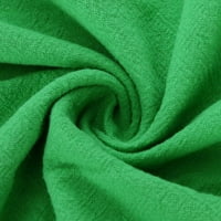 TIK TOK haljina za žene pamučno posteljina V-izrez troje tromjesečje rukavice s čvrstom koljenom - visoka haljina Green XL