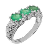 Britanci napravio 14k bijeli zlatni prirodni smaragdni ženski Winmens Obeces Ring - Veličine opcije - Veličina 10.75