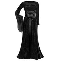 Ženska haljina za jesen skromna haljina duga haljina vintage dugih rukava duljina duljina elegantna