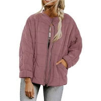 Moderska jakna za žene Modni čvrsti boju postolje od pamučne jakne labavi džep kaput dugih rukava