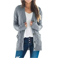 Azrijski ženski jakni Cardigan kaputi, plus veličine kaputi i jakne, čišćenje jakna, KLIT KLIT CARDIGANS Labavi Slouchy preveliki omotač Chunky džepne džempere za prodaju