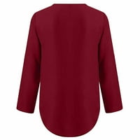 Bluze za žene na pola zatvarača dressy vrhovi V izrez šifon bluza tunika košulja za kolut s rukavima