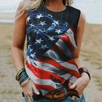 Dabuliu ženske 4. srpnja vrhovi tenka Memorijalni dan bez rukava bez rukava Američke zastave ugrađene trendi majica patriotske majice