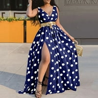 Ljetne haljine za ženske haljine za Ninag Prodaja Ženska moda V-izrez bez rukava bez rukava Summer Party High Slit Maxi haljina Nary