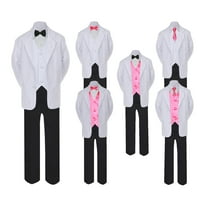 5- Formalno crno bijelo odijelo set coral luk kravate prsluk dječak dječji smk