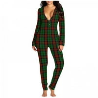 Jedna pidžama za žene Ženske žene Onesie Flap pidžamas božićni print zaklopke za spavanje Slatko dugme