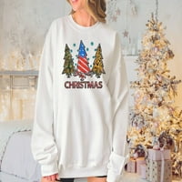 Patriotsko dukseri za božićne drvve, božićni džemper, ženska božićna majica, božićne majice, praznične
